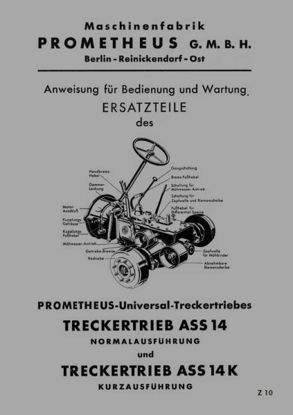 Prometheus – Bedienungsanleitung und Ersatzteilliste für ASS14 und ASS14K Getrie
