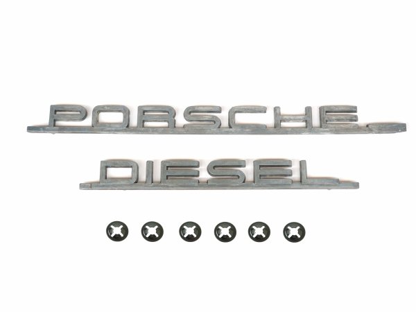 Schriftzug "Porsche-Diesel" alu mit Befestigung
