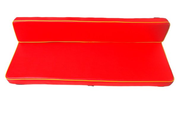 Sitzkissen für Beifahrersitzbank (neutral) 2-teilig rot mit gelben Keder