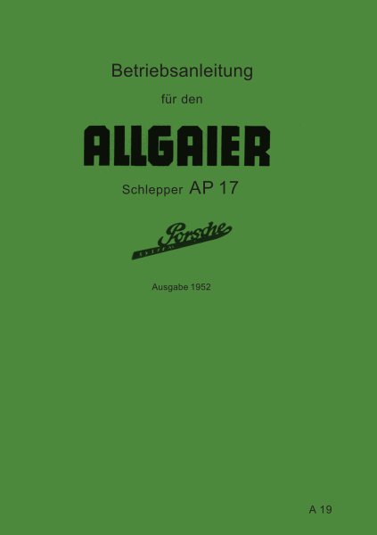 Allgaier – Betriebsanleitung für AP17 (2. Ausführung)