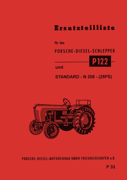Porsche-Diesel – Ersatzteilliste für P122 und Standard 208